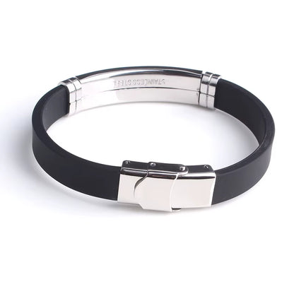 Fashion Engrave Logo Custom Name Bracelet Smooth Silicone Stainless Steel Bracelets for Men Personality Jewelry