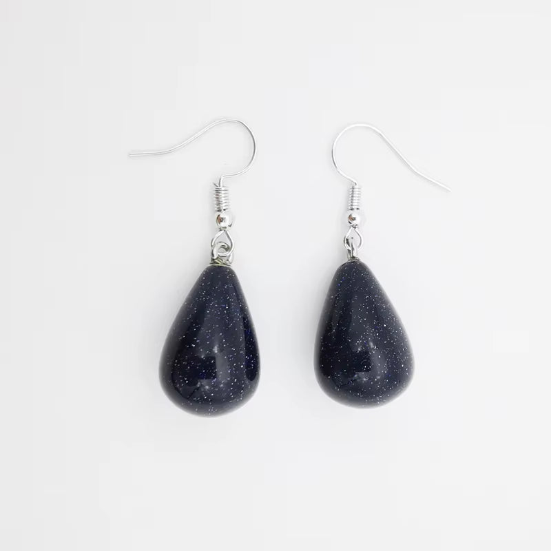 13X22MM Obsidian Clear Quartz Lapis Lazuli Rose Pink Quartz Opal Obsidian Drop Cone Bead Hook Dangle Earrings 1Pair