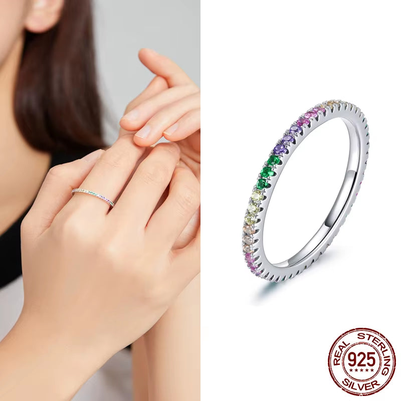 Hot Sale 100% 925 Sterling Silver Styles Stackable Ring Party Finger Wedding Rings for Women Original Fashion Jewelry Gift