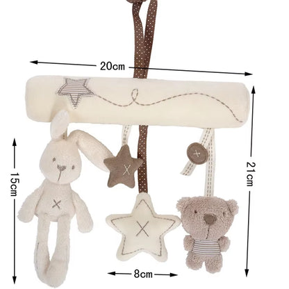 Baby Crib Rattles Plush Toys Soft Rabbit Rattles Pram Rattle Toys Hanging Rattle for Stroller Newborn Bed Pendant Bell Toy