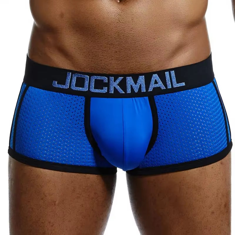 Brand Men Mesh Underwear Boxers Calzoncillos Hombre Gay Sleepwear Cueca Boxer Breathable Crotch Male Panties Shorts
