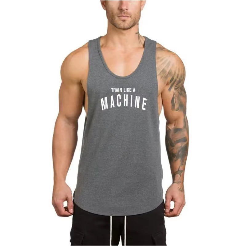 Brand Gym Clothing Men Bodybuilding and Fitness Stringer Tank Top Vest Sportswear Undershirt Muscle Workout Singlets