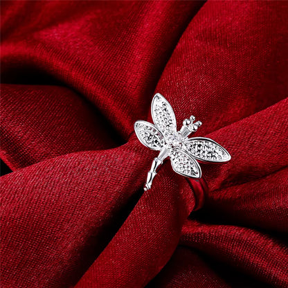 925 Sterling Silver Dragonfly Ring for Women Wedding Engagement Party Fashion Charm Jewelry