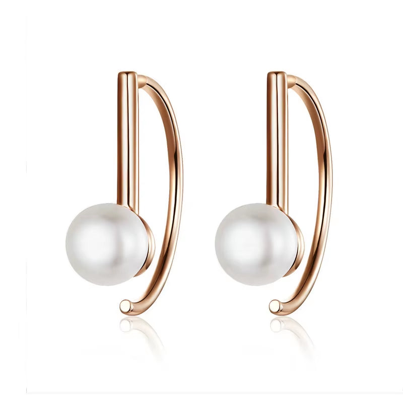 925 Sterling Silver Elegant round Pure Love Pearl Drop Earrings for Women Jewelry Brincos White ,Black Purple Pink SCE037