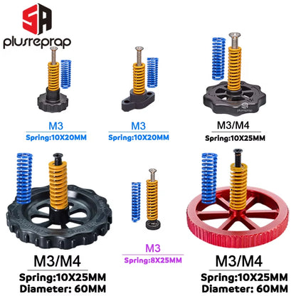 4PCS M3/M4 Screws Nuts Heat Bed Leveling Spring Knob Parts 3D Printers Print Platform Calibration Accessories