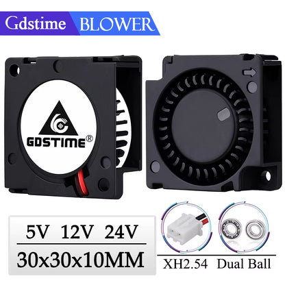 2 Pieces  DC 5V 12V 24V 30X30X10Mm Sleeve Dual Ball 1 Inch Small Mini Blower Cooling Fan 30Mm X 10Mm 3Cm 3010 3D Printer