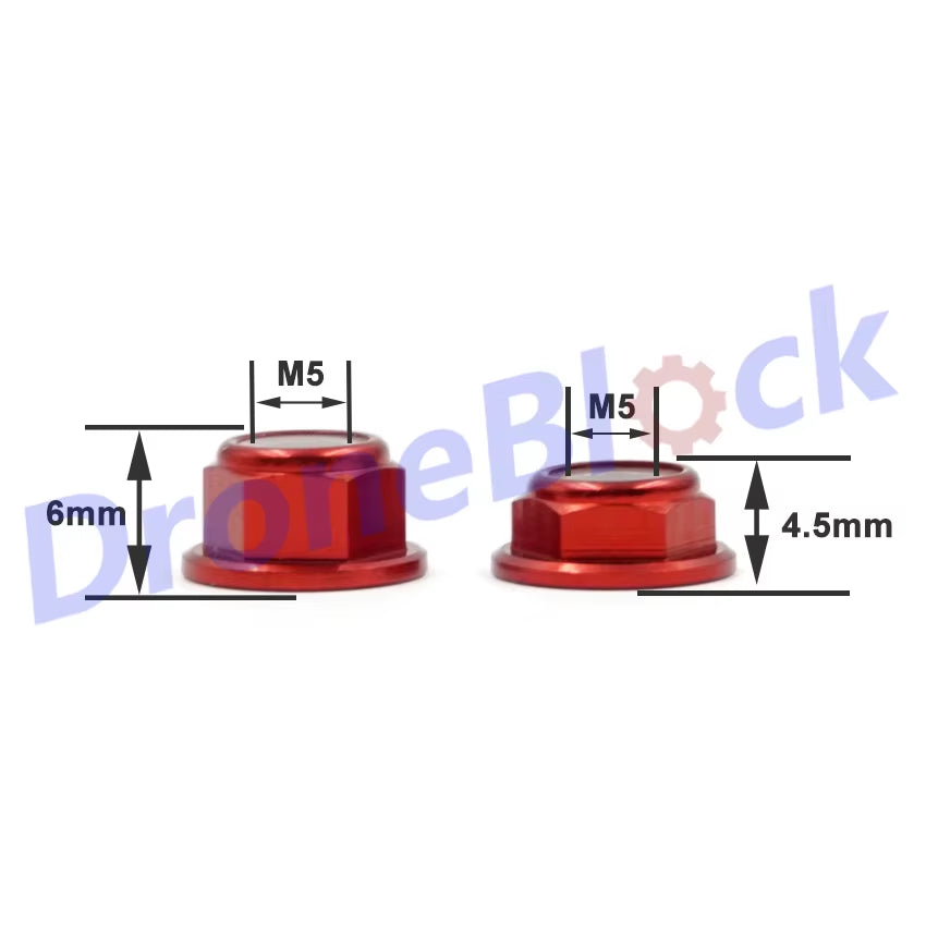 10 Pcs M5 Aluminum Flange Nylon Nut Low Profile CW CCW Anti-Loose Insert Lock for 2204 2205 2206 Brushless Motor RC QAV250 210