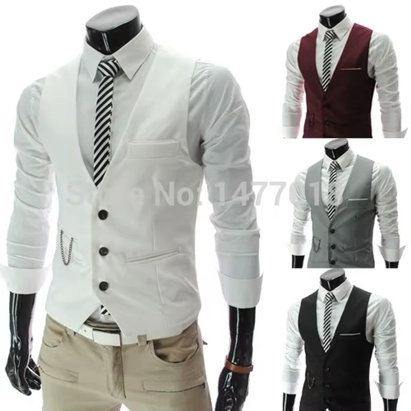 2025 New Arrival Dress Vests for Men Slim Fit Mens Suit Vest Male Waistcoat Gilet Homme Casual Sleeveless Formal Business Jacket
