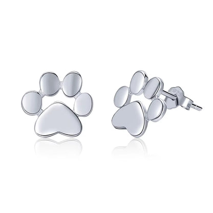 925 Sterling Silver Animal Paw Dog Cat Footprints Stud Earrings for Women Valentine'S Day Gift SCE407