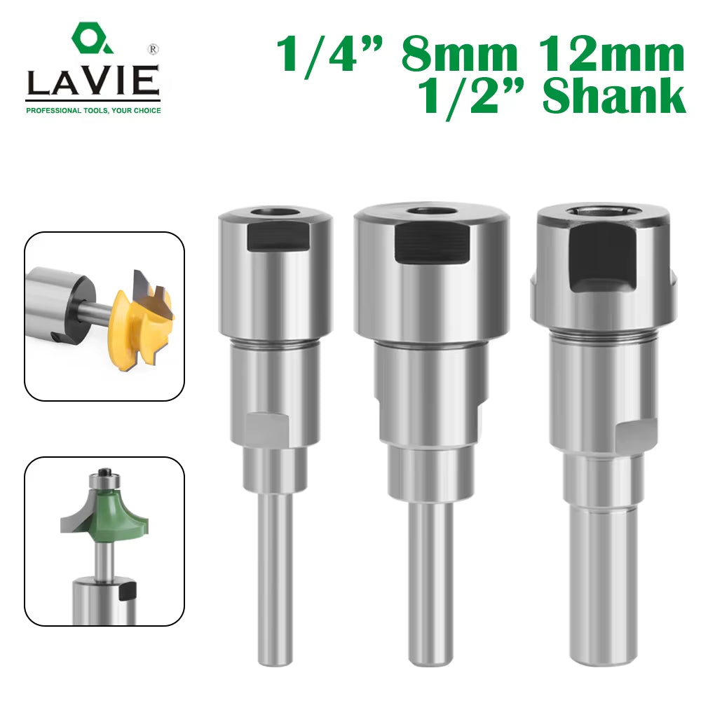 1 Pc 1/4" 8Mm 12Mm 1/2" Shank Router Bit Extension Rod Collet Engraving Machine Extension Milling Cutter for Wood MC04003