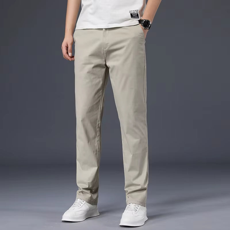 Mens Pants Cotton Casual Stretch Male Trousers Man Long Straight High Quality 4 Color plus Size Pant Suit 42 44 46
