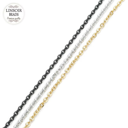 10 Yard/Lot 1Mm 1.5Mm 2Mm 2.5Mm 3Mm Stainless Steel Cable Chain Bulk for Rhodium Black Chain Necklace Diy Jewelry Materials