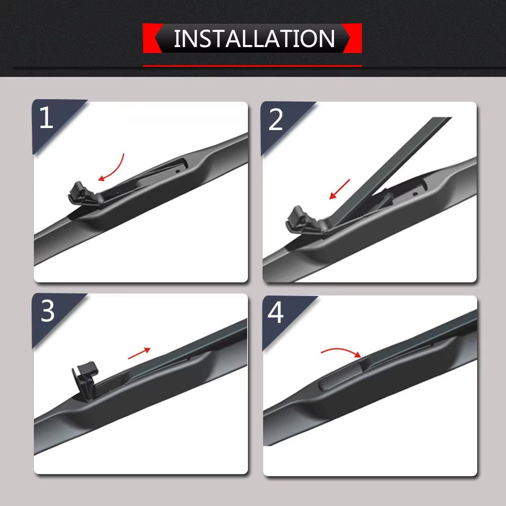 Car Wiper Blade Universal U Hook Type 14"16"17"18"19"20"21"22"24"26" Windscreen Windshield Rubber Hybrid Auto Wipers Accessories
