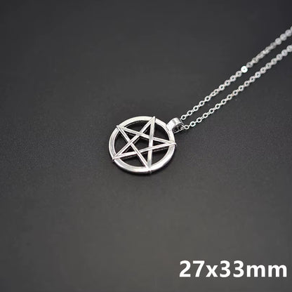 Goth Wicca Witch Pentacle Amulet Pentagram Pendant Women Necklaces Vintage Star Chain Collier for Men Kpop Gift Jewelry Making