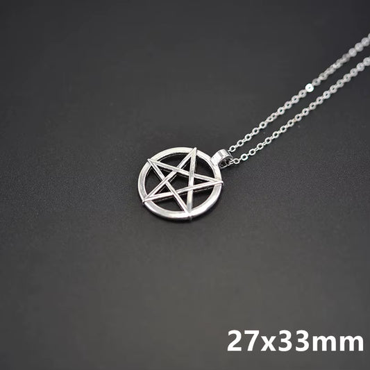 Goth Wicca Witch Pentacle Amulet Pentagram Pendant Women Necklaces Vintage Star Chain Collier for Men Kpop Gift Jewelry Making