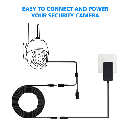 2M 6.56FT/ 5M 16.5FT / 10M 33FT DC Extension 5.5X2.1Mm Power Cord Cable Extender for CCTV Security Camera 12 Volt Extension Cord