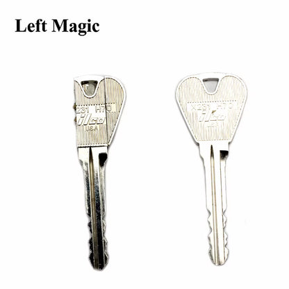 2 Pcs New Magic Trick Toy Folding Key Thru Bottle or Ring Penetration Magic Trick Props Magic Joke Toy Easy to Play
