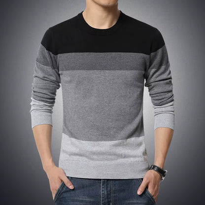 2025 Autumn Casual Men'S Sweater O-Neck Striped Slim Fit Knittwear Mens Sweaters Pullovers Pullover Men Pull Homme M-4XL