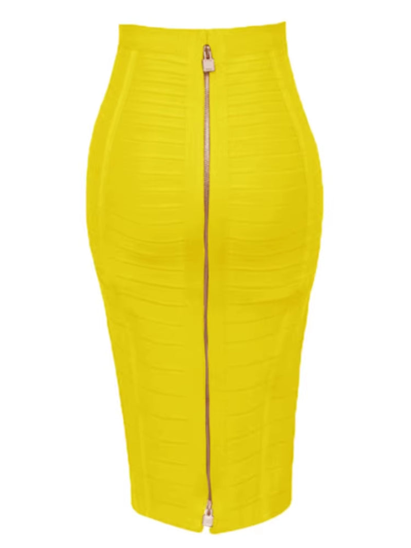 16 Colors Sexy Solid Zipper Orange Blue Black Red Bandage Skirt Women Elastic Bodycon Summer XL XXL Pencil Skirts 58Cm