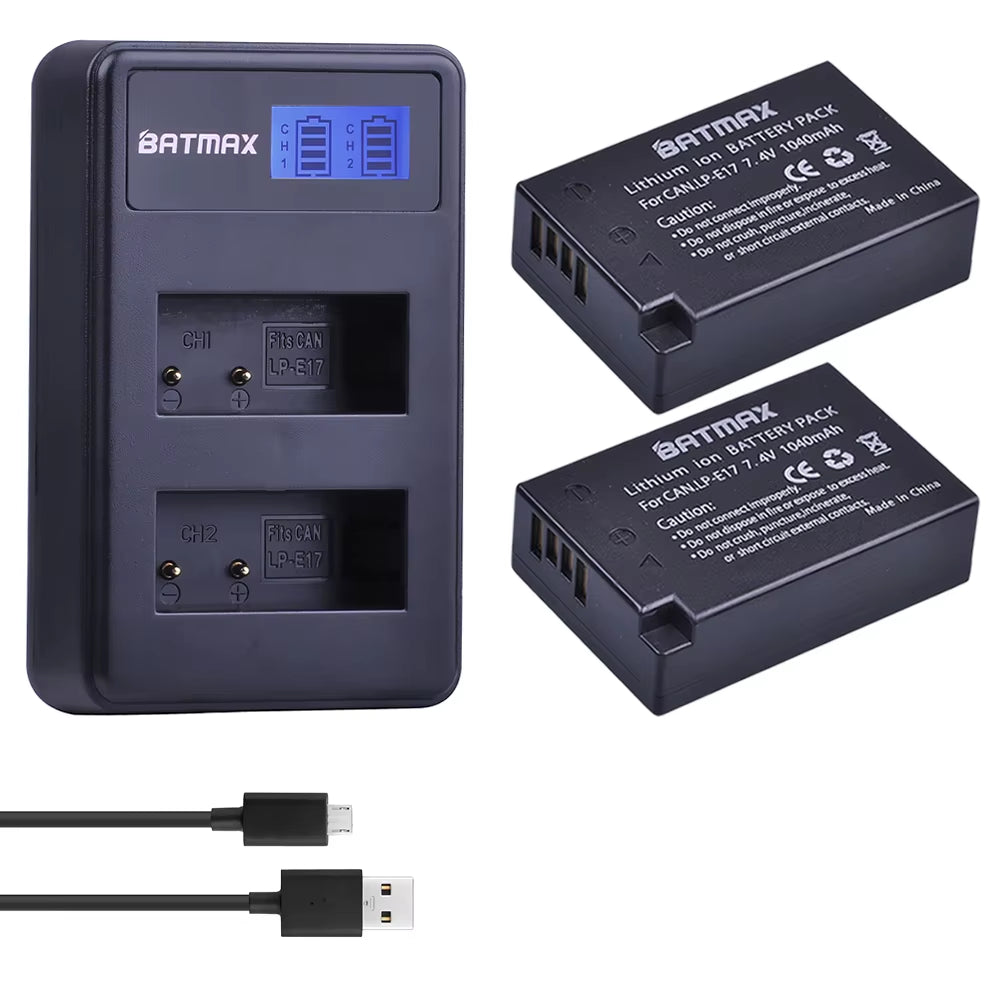 4Pcs LPE17 LP E17 LP-E17 Battery + LCD USB Dual Charger for Canon EOS 200D M3 M6 750D 760D T6I T6S 800D 8000D Kiss X8I Cameras
