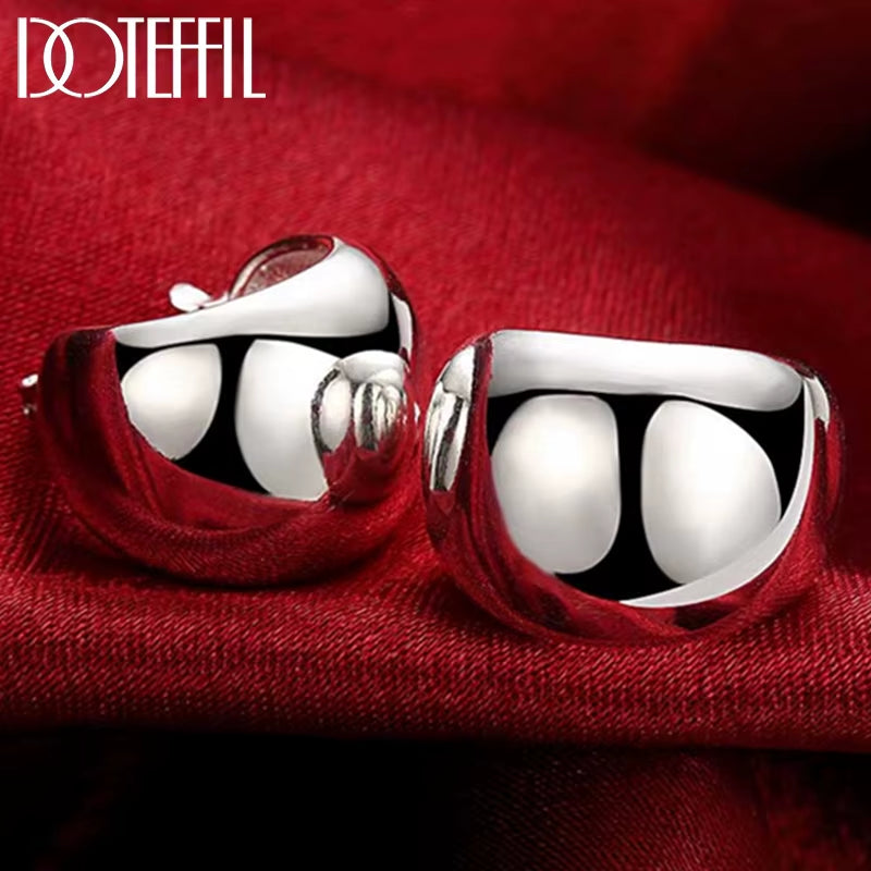 925 Sterling Silver Smooth Egg Shape Hoop Earrings Cute Romantic Jewelry for Women Wedding Party Gift Wholesale