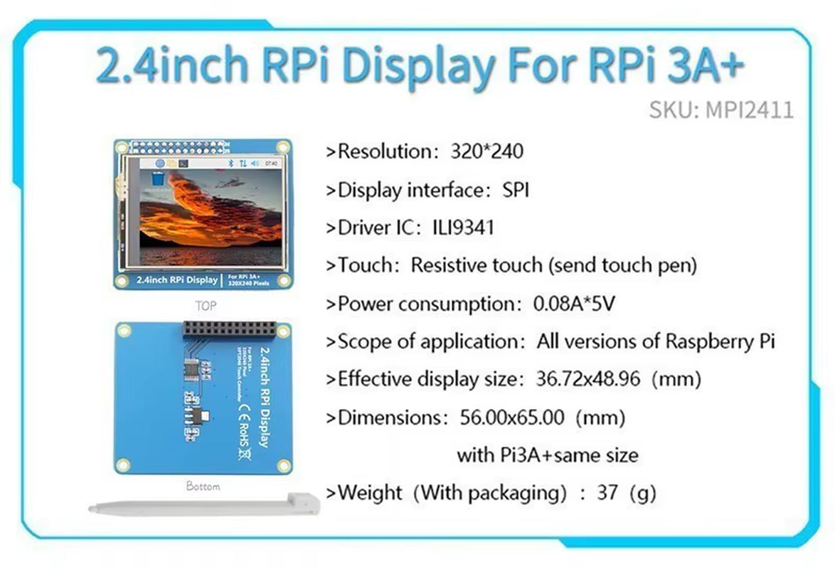 2.4/2.8/3.2/3.5/5/7/10.1 Inch Touch LCD Display Module Support for Raspberry Pi 3B+ 4 B