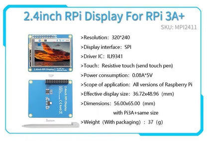 2.4/2.8/3.2/3.5/5/7/10.1 Inch Touch LCD Display Module Support for Raspberry Pi 3B+ 4 B
