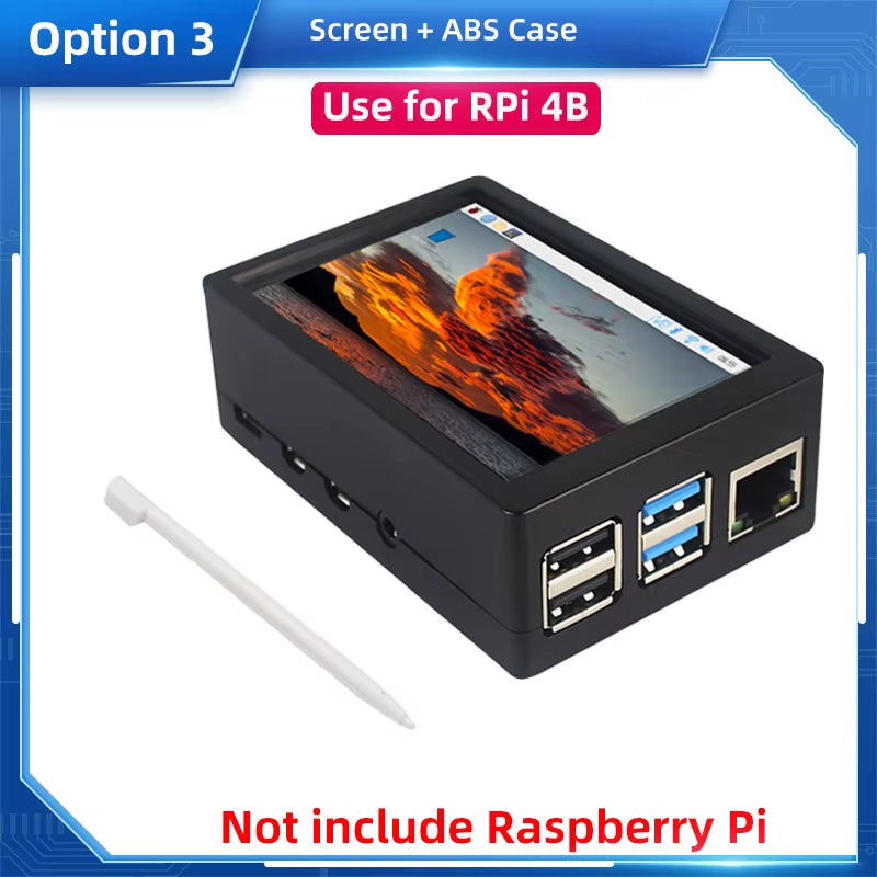 Raspberry Pi 3.5 Touch Screen 480*320 LCD TFT Display Optional ABS Metal Case Cooling Fan for Raspberry Pi 4 Model B or 3B+ 3B
