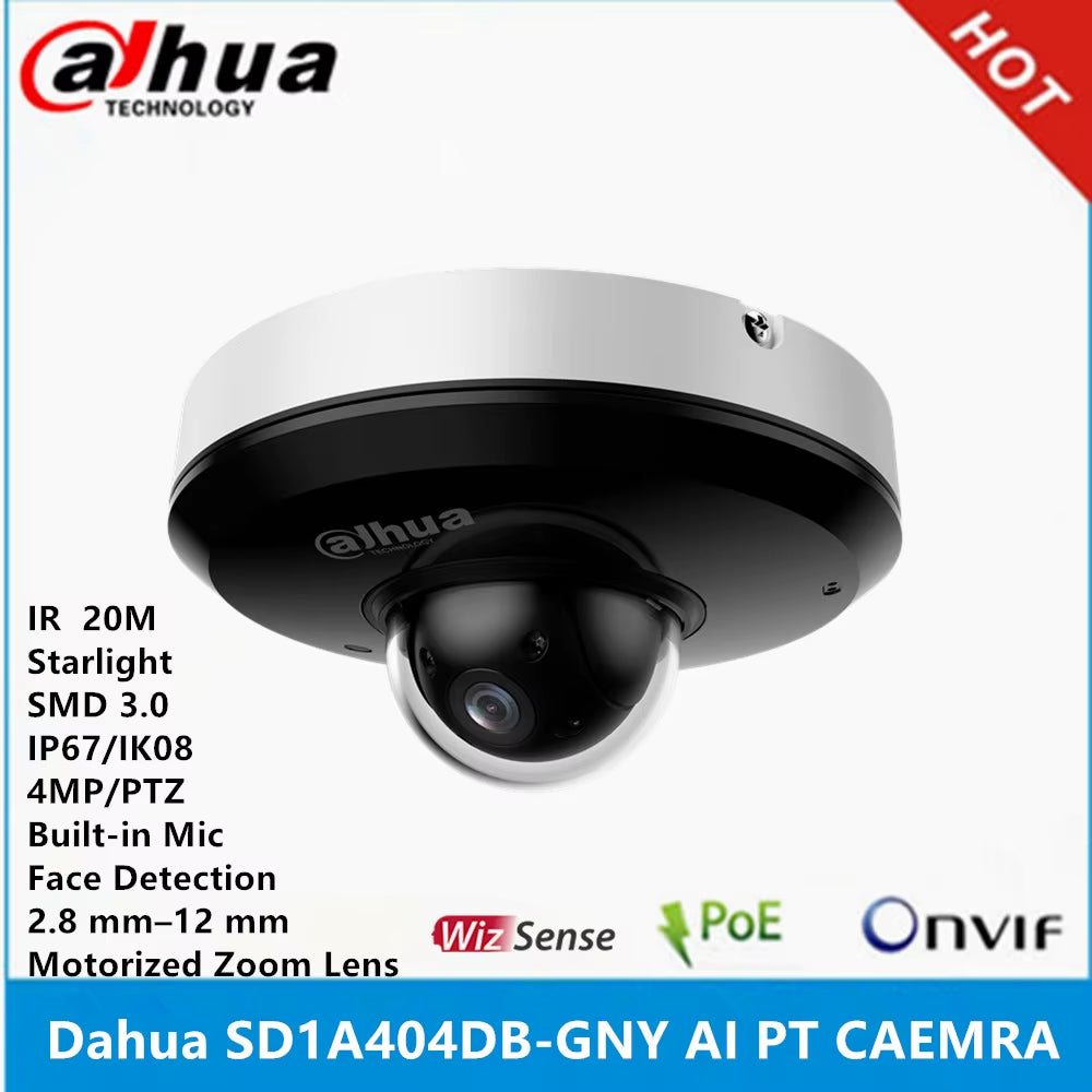 SD1A404DB-GNY Ir15M 4MP Built-In MIC 2.8-12Mm Motorized Zoom Lens Built-In Mic SMD Face Detection IR 20M PTZ POE AI Camera
