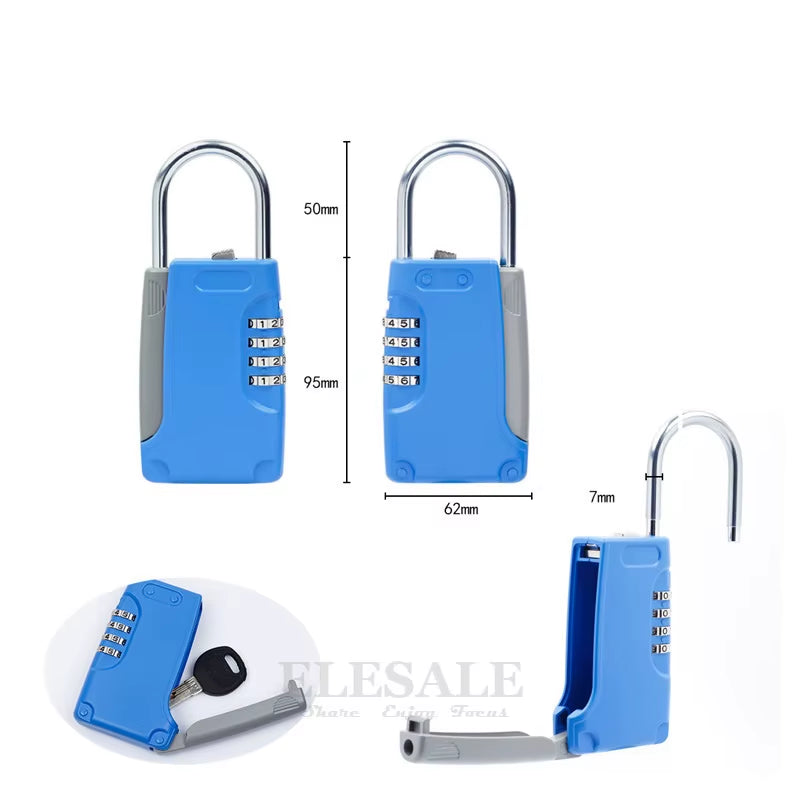 High Quality Hidden Key Safe Box 4-Digital Password Combination Lock with Hook Mini Metal Secret Box for Home Villa Caravan