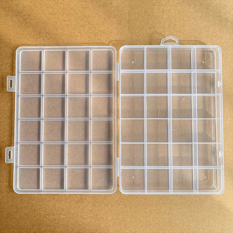 1Pcs Square Transparent Plastic Storage Box Case 10/24 Slot Adjustable for Pills Jewelry Beads Earring Case Organizer