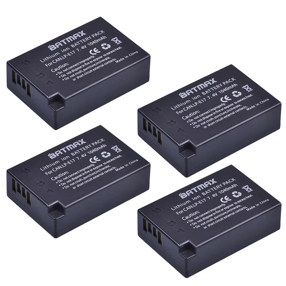 4Pcs LPE17 LP E17 LP-E17 Battery + LCD USB Dual Charger for Canon EOS 200D M3 M6 750D 760D T6I T6S 800D 8000D Kiss X8I Cameras