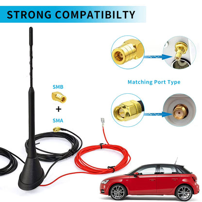Active DAB/DAB Antenna Digital Radio FM/AM Estate Roof Antenna with SMB/SMA Plug DIN Adaptor Car Radio Vehicle Splitter Amplifi