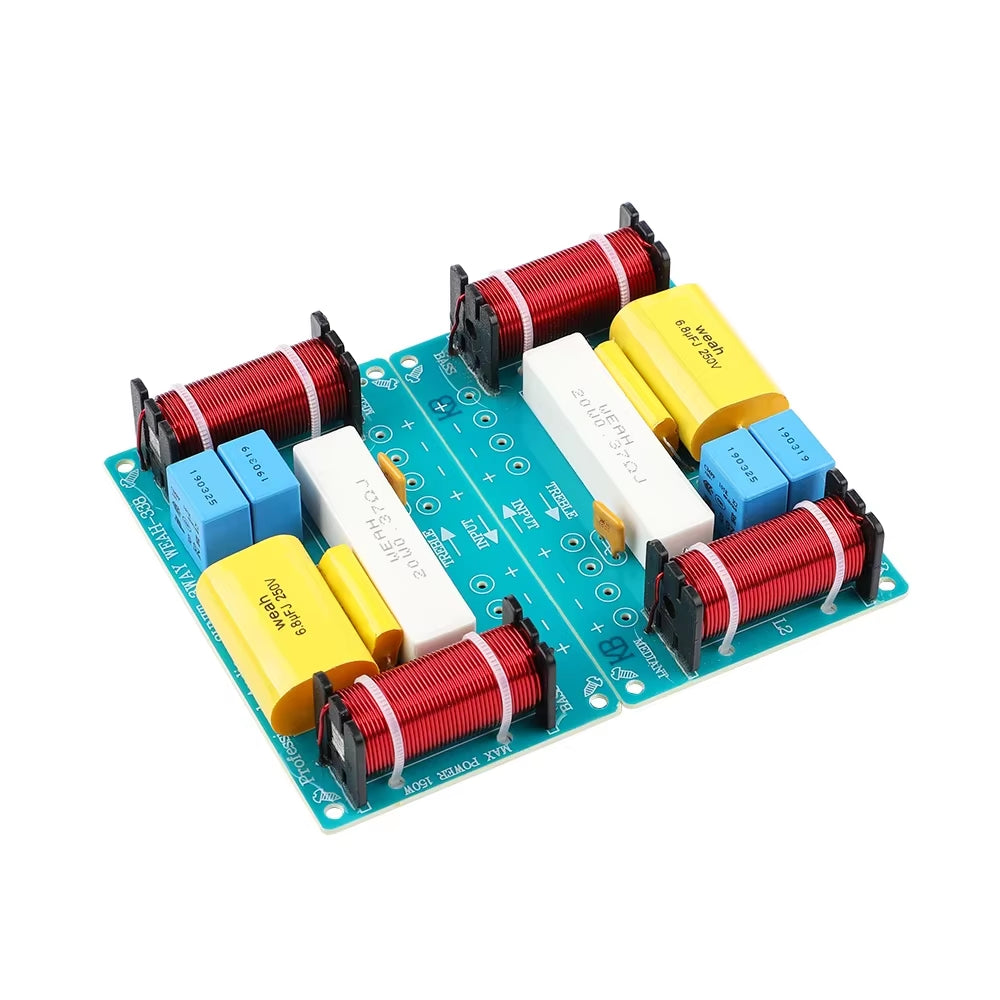 2Pcs Speaker 3 Way Audio Frequency Divider Treble + Midrange + Bass Crossover Speakers Filter for 8Inch Speaker DIY