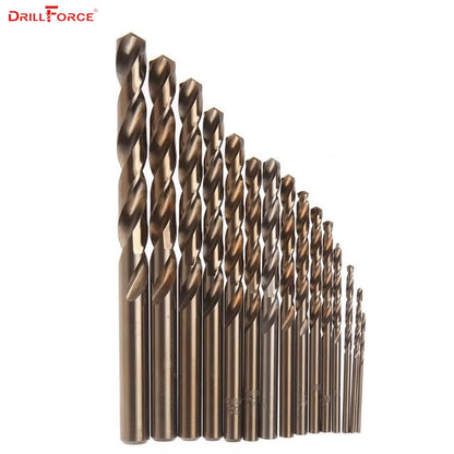 15Pcs Cobalt Drill Bits for Metal Wood Working M35 HSS Co Steel Straight Shank 1.5-10Mm Twist Drill Bit Power Tools