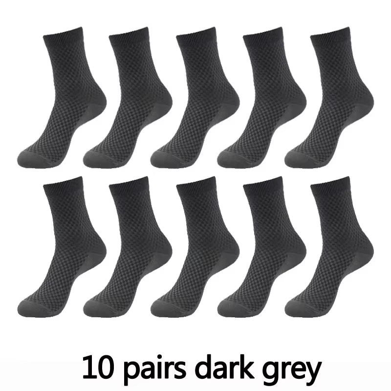 10 Pairs High Quality Bamboo Fiber Men'S Socks Business Breathable Deodorant Compression Socks Men Long Big Size EUR 38-46