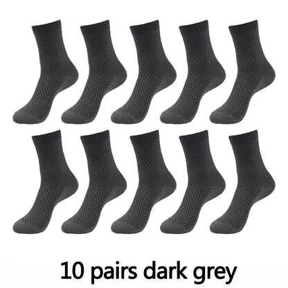 10 Pairs High Quality Bamboo Fiber Men'S Socks Business Breathable Deodorant Compression Socks Men Long Big Size EUR 38-46