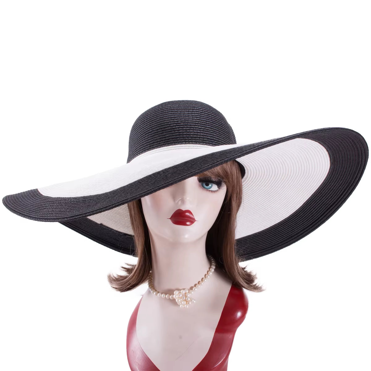 7.1''/18Cm Foldable Oversized Huge Wide Brim Sun Beach Straw Hats Wedding Womens Floppy Party Dressy A330
