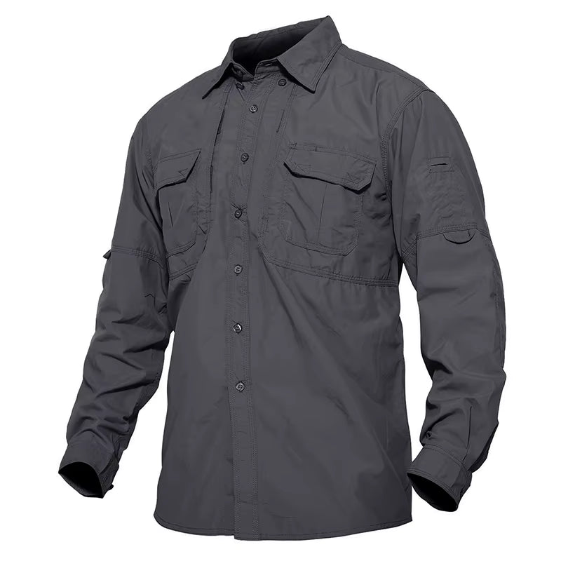 Mens Long Sleeve Shirts Summer Lightweight Quick Drying Shirt Hiking Nylon Shirts Long Sleeve Outdoor Work Cargo Shirts