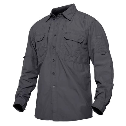 Mens Long Sleeve Shirts Summer Lightweight Quick Drying Shirt Hiking Nylon Shirts Long Sleeve Outdoor Work Cargo Shirts