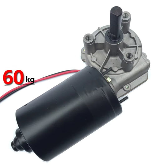 Motor Worm Self Locking 12V/24 DC Motor10-70Rpm 60W Copper Turbine Shaft Washing Key Slot Stand for 60Kgs Weight