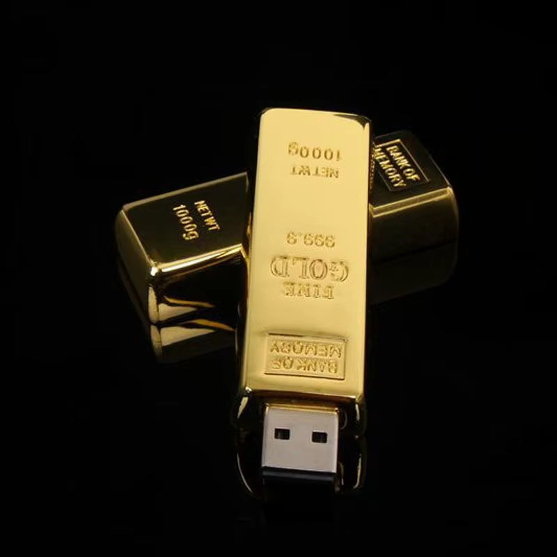 Golden Usb Flash Drive Metal Pen Drive 4GB 8GB 16GB 32GB 64GB Gold Bar USB2.0 Flash Memory Pendrive Bullion Stick Disk Gift