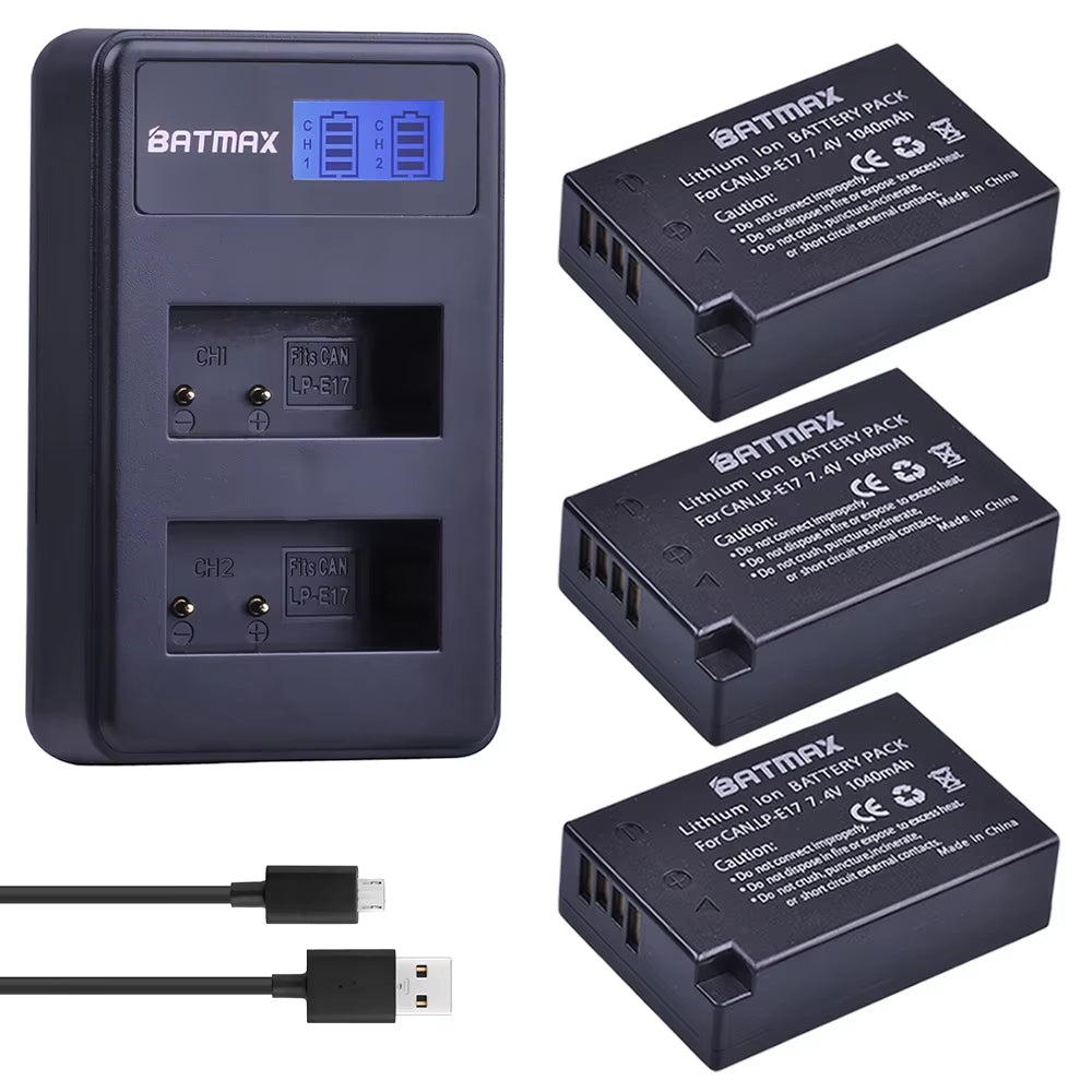 4Pcs LPE17 LP E17 LP-E17 Battery + LCD USB Dual Charger for Canon EOS 200D M3 M6 750D 760D T6I T6S 800D 8000D Kiss X8I Cameras