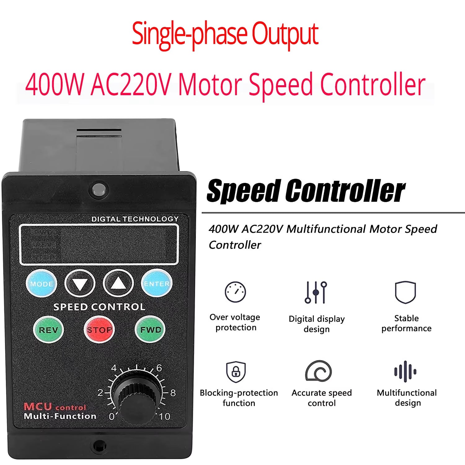 400W AC220V Multifunctional Motor Speed Controller Motor Speed Pinpoint Controller Forward & Backward Motor Governor