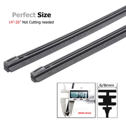 2Pcs/Lot Car Rubber Vehicle Insert Strips Wiper Blade Blades (Refill) 6Mm/8Mm 14"16"22"24"26" Car Accessories Soft Refills