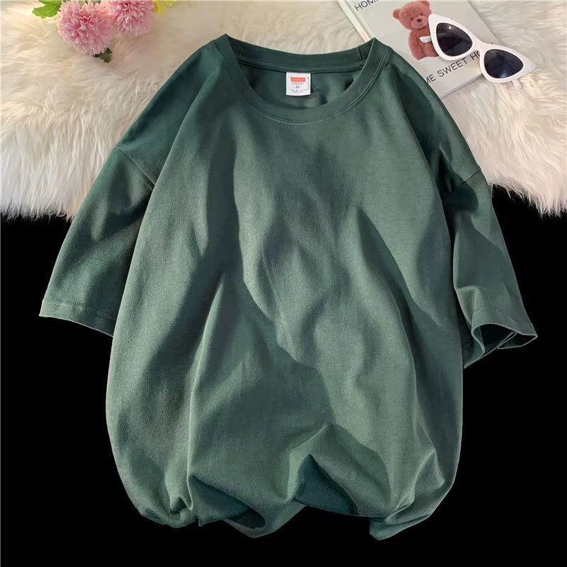Oversized Summer Short Sleeve Men'S T Shirt New Fashion Solid Loose O-Neck T Shirts Mens Cotton Hip Hop Streetwear Top Tees 5XL
