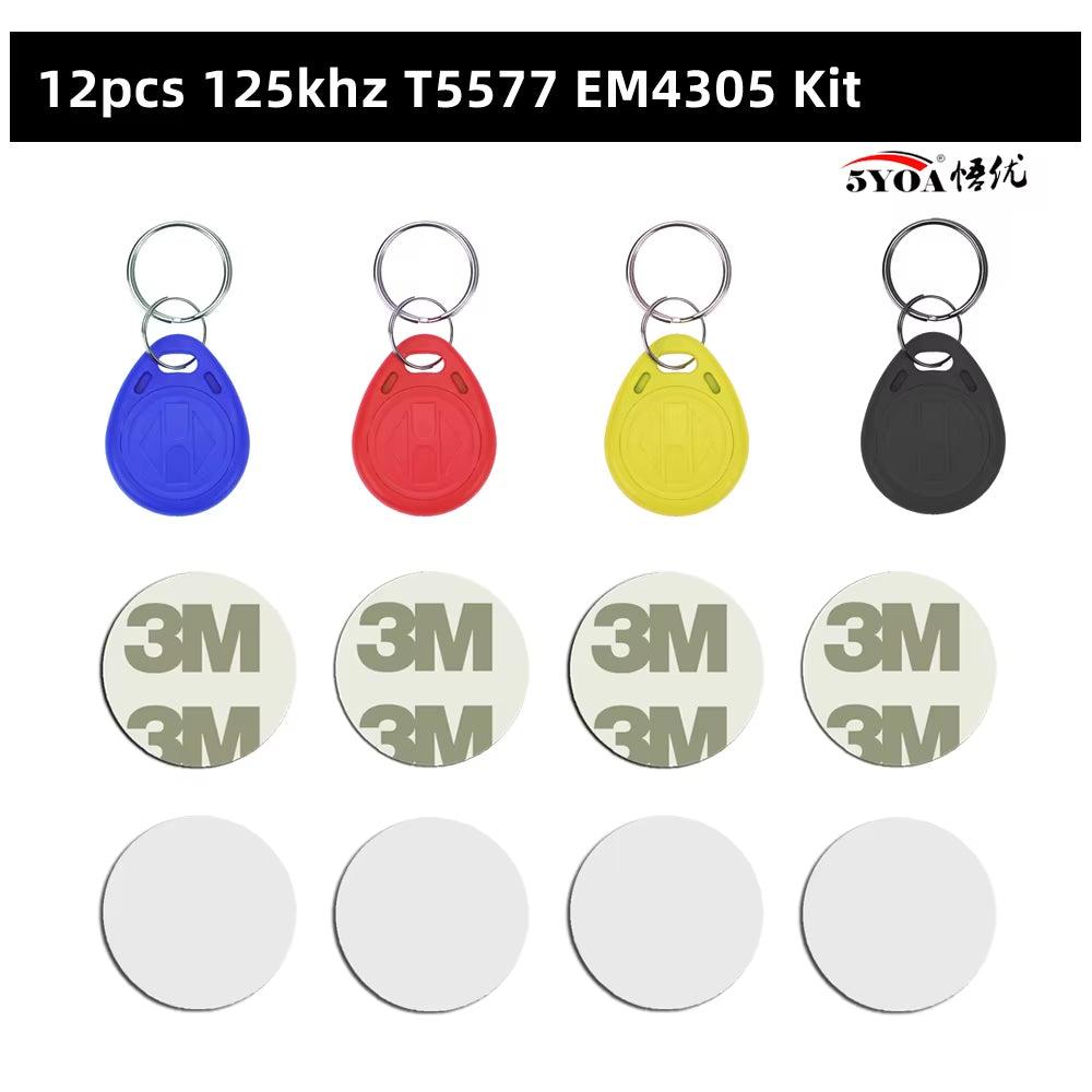 12Pcs RFID 125Khz EM4305 T5577 Blank Key Tag Chip Ring Coin Cards Tags Keytag Copy Rewritable Writable Rewrite Duplicate 125 Khz