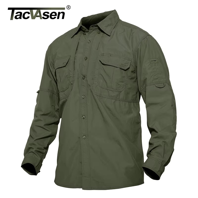 Mens Long Sleeve Shirts Summer Lightweight Quick Drying Shirt Hiking Nylon Shirts Long Sleeve Outdoor Work Cargo Shirts