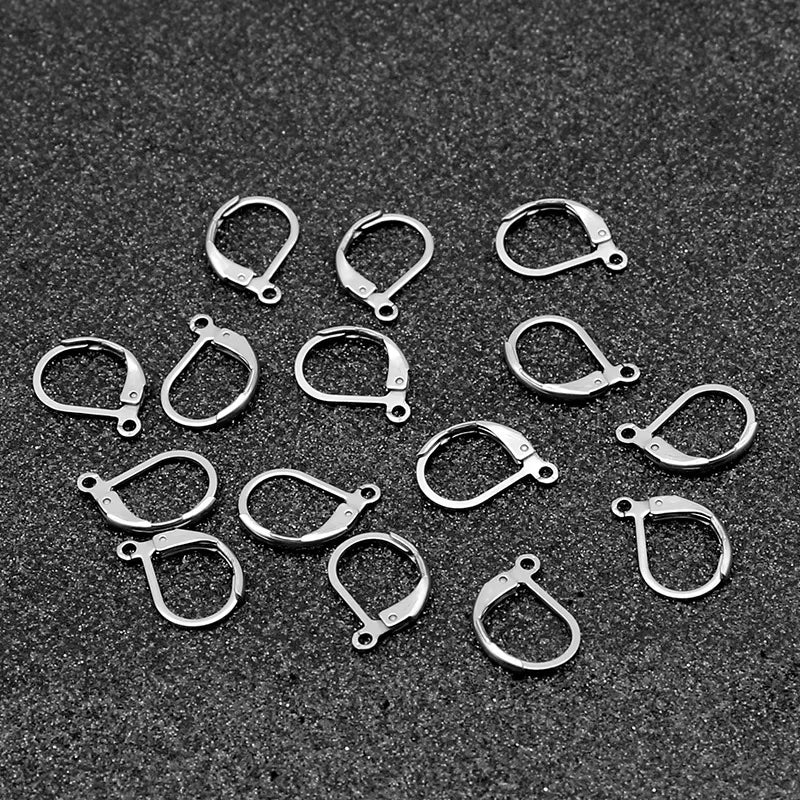 100PCS 925 Sterling Silver DIY Beadings Findings Earring Hooks Leverback Earwire Fittings Components