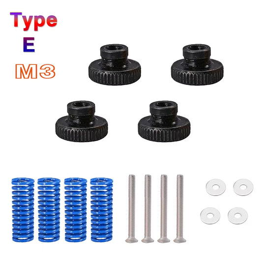 4PCS M3/M4 Screws Nuts Heat Bed Leveling Spring Knob Parts 3D Printers Print Platform Calibration Accessories